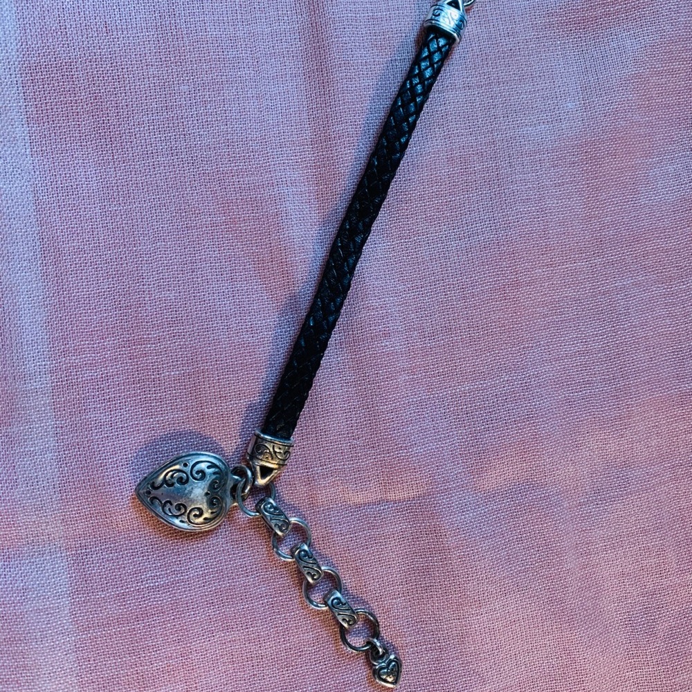 Brighton leather braided bracelet with heart.